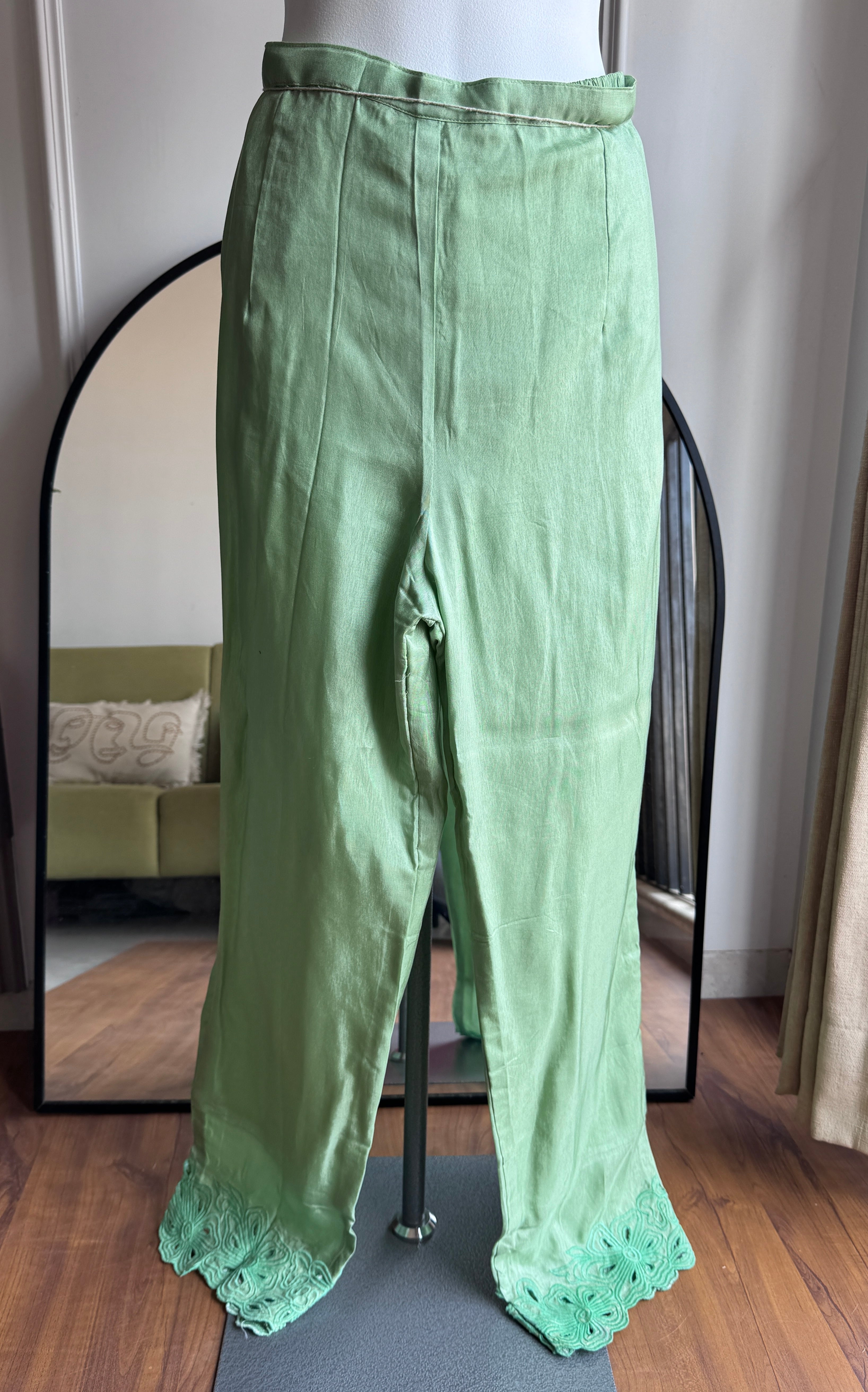 Krisha Cut Work Dress- Pista Green