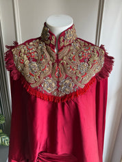 Anushka pure jardozi hand work short kaftan with dhoti- blood red