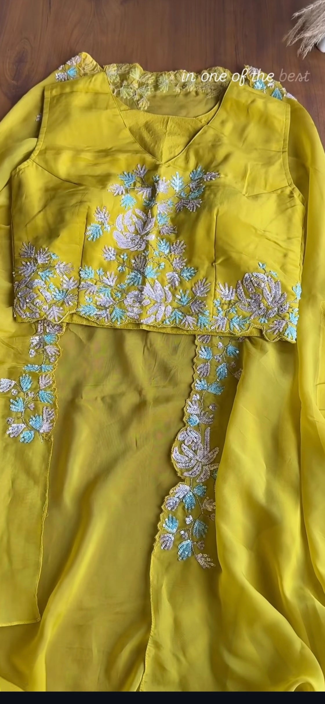 Noor Handwork Padded Blouse With Cowl Skirt And Jacket