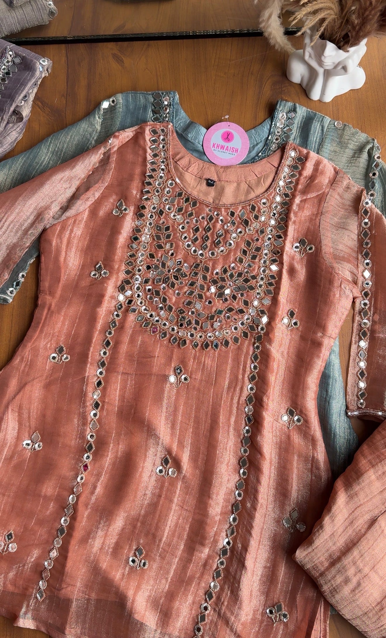 Jasmine Mirror Work Short Kurta Dress-