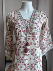 Gauri  Cotton Print Dress- Purple