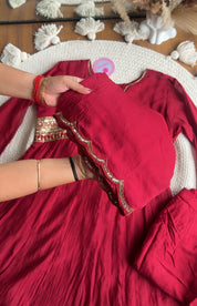 Shashi chunnat sleeve anarkali Dress- Maroon(Preorder 20 days)