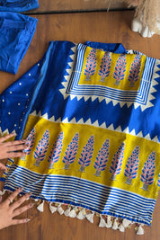 Tara Gajji Silk Abstract Print Coords- Blue