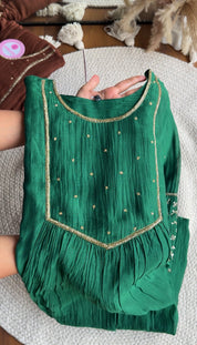 Surbhi Mul Chanderi Aline Dress- Green