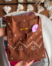 Raha Bandhej Straight Cut- Brown