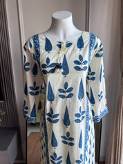Kimaya Printed Cotton Dress- Blue