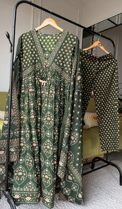 Niyati Cotton Anarkali Dress- Green