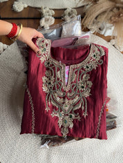 Soniya necklace yoke coord set- Red