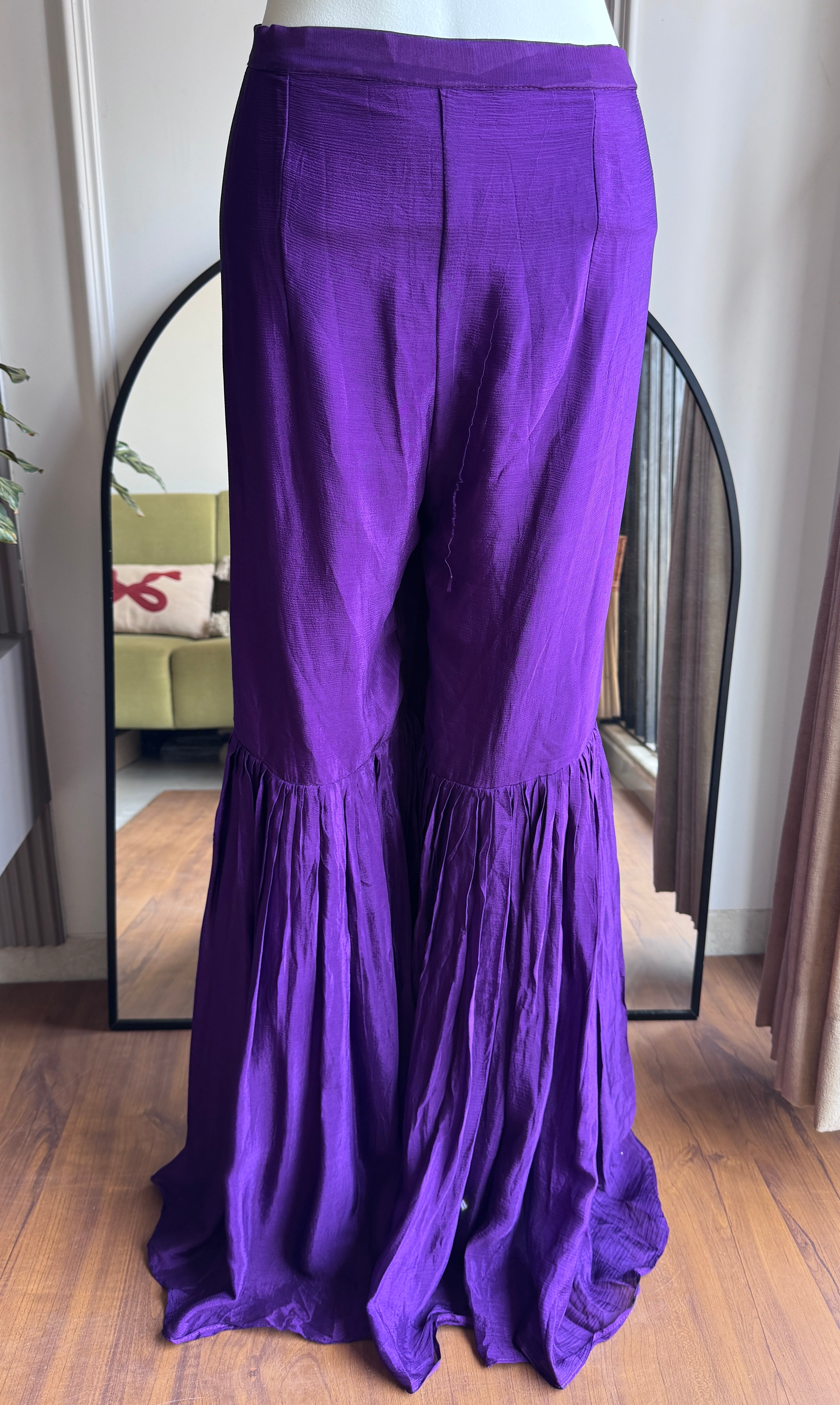 Ruhi Hand Work Sharara Dress- Purple