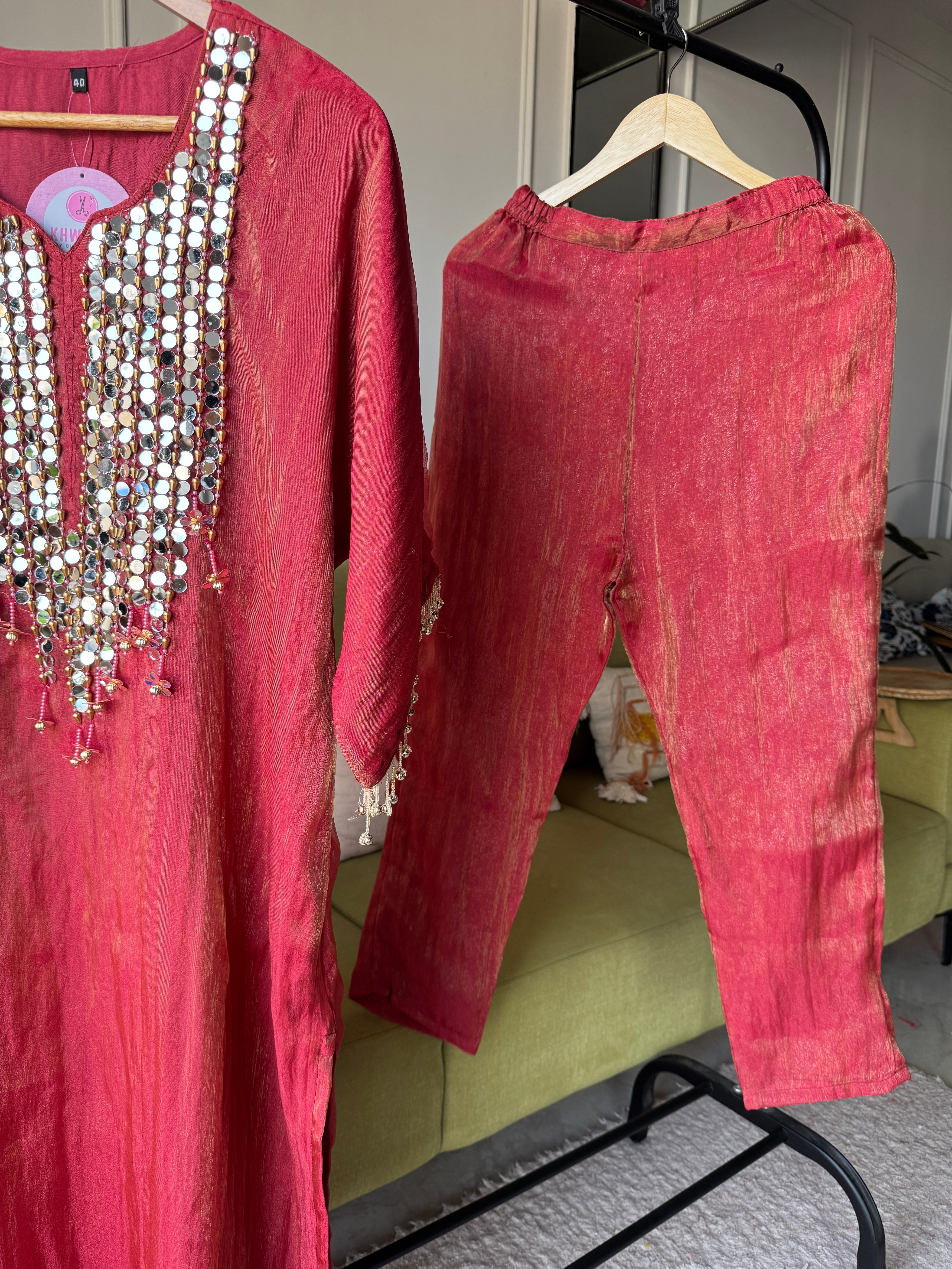 Rajini Tissue Shimmer Handwork Coord Set