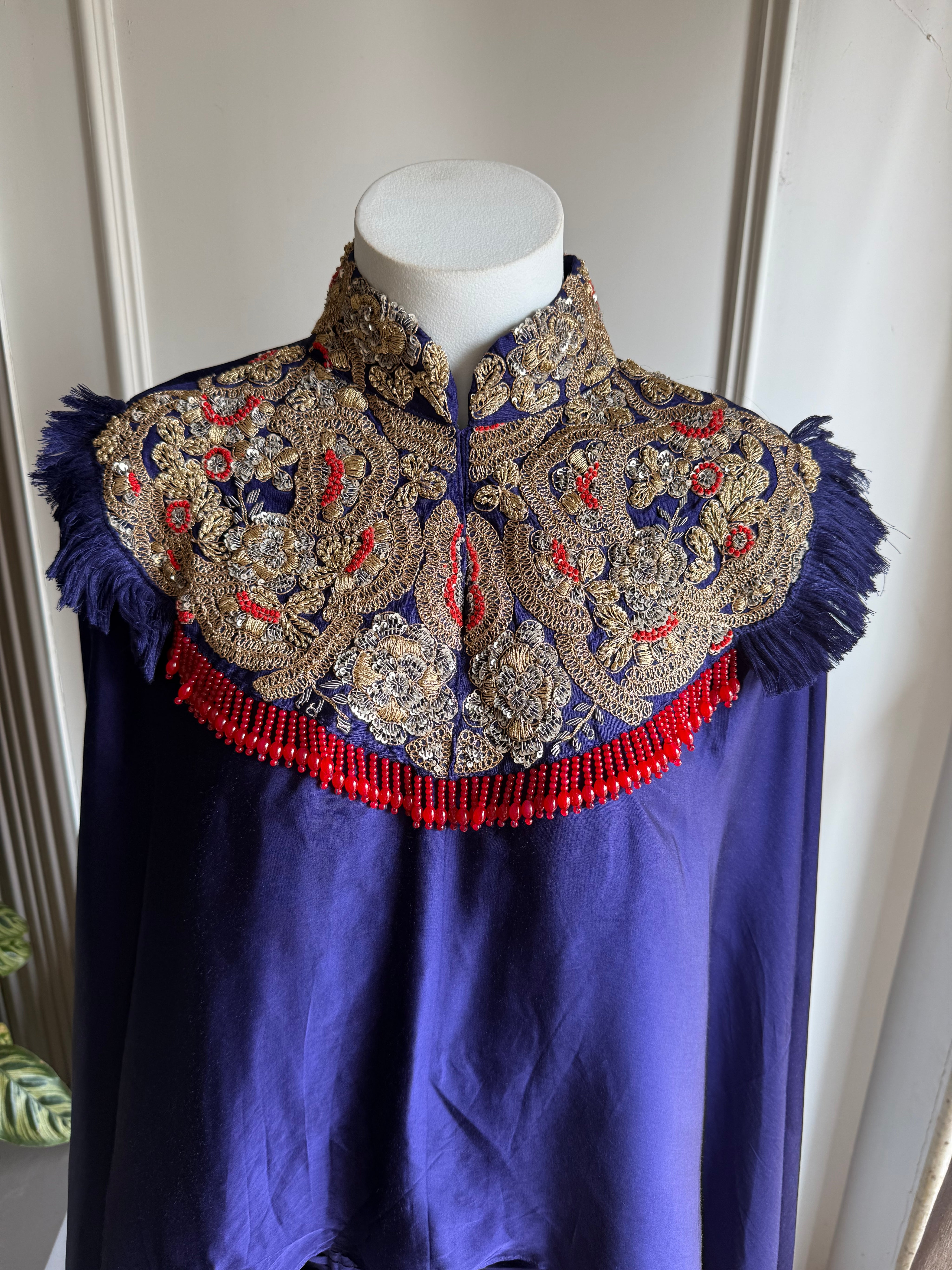 Anushka pure jardozi hand work short kaftan with dhoti- purple