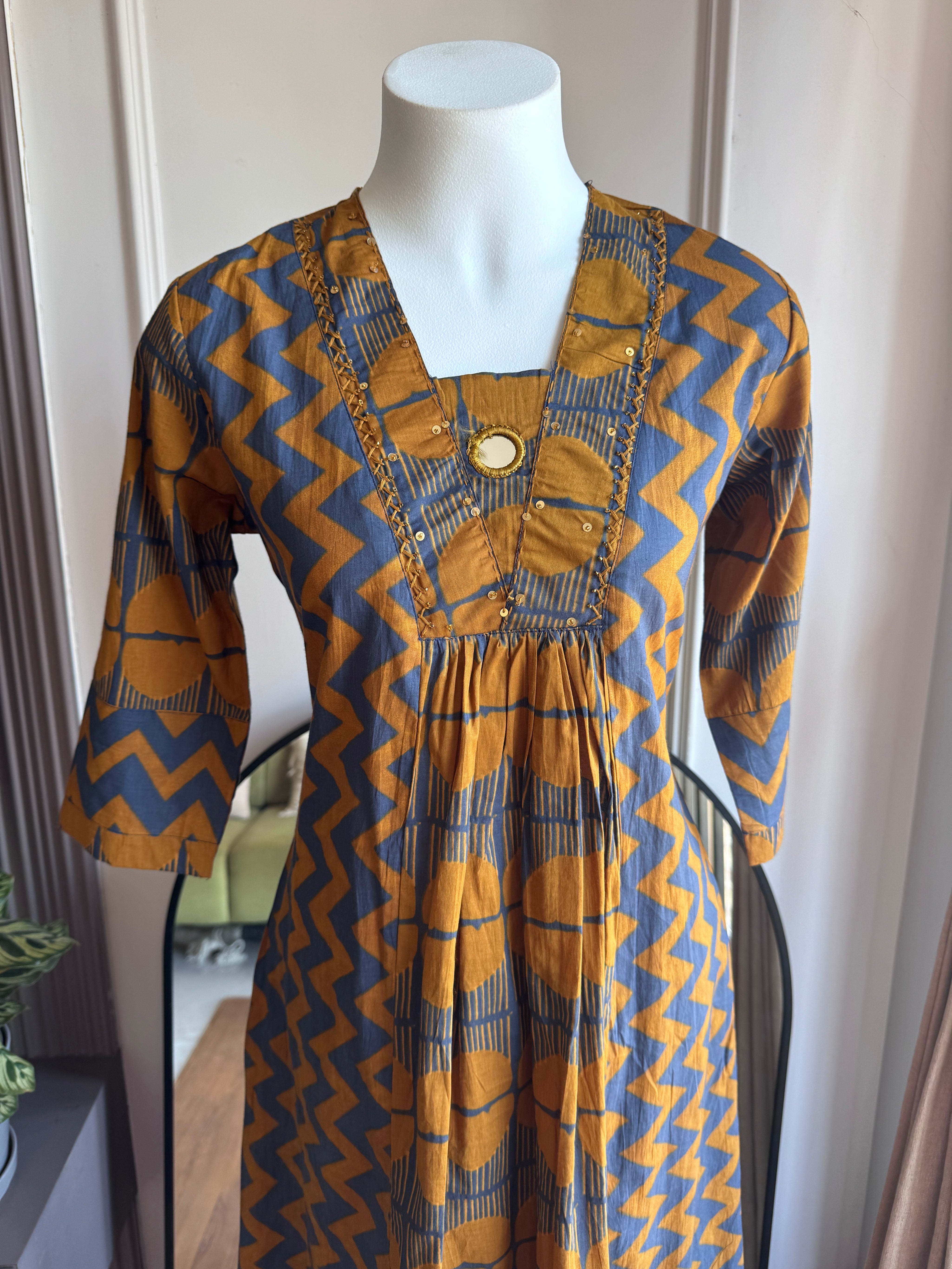 Ravina Abstract Cotton Coords- Brown