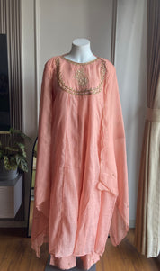 Sara Mul Chanderi Handwork Dress - Baby Pink(Preorder 5 days)