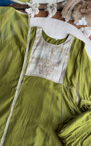 Heer short kurta with plazzo dress - Olive Green