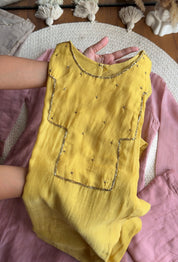 Akshara naksh neckline dress- Yellow