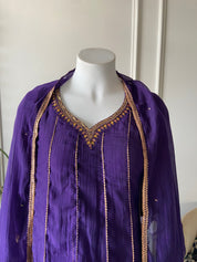 Tanya Mul Chanderi Handwork Dress- Purple