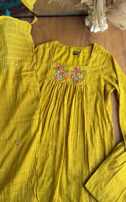 Somya pure mul cotton embroidered dress-Yellow