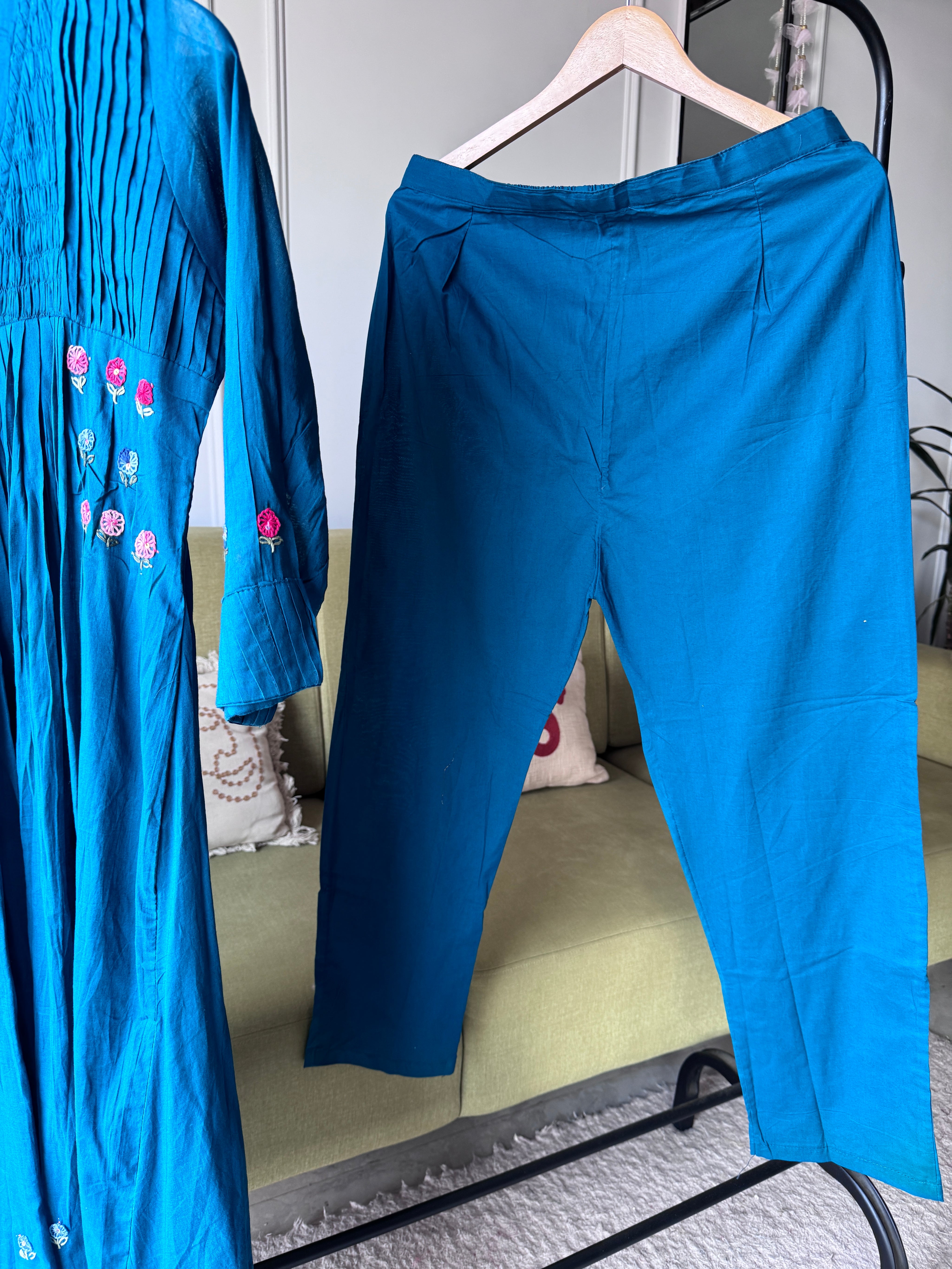 Tani Embroided Dress- Blue