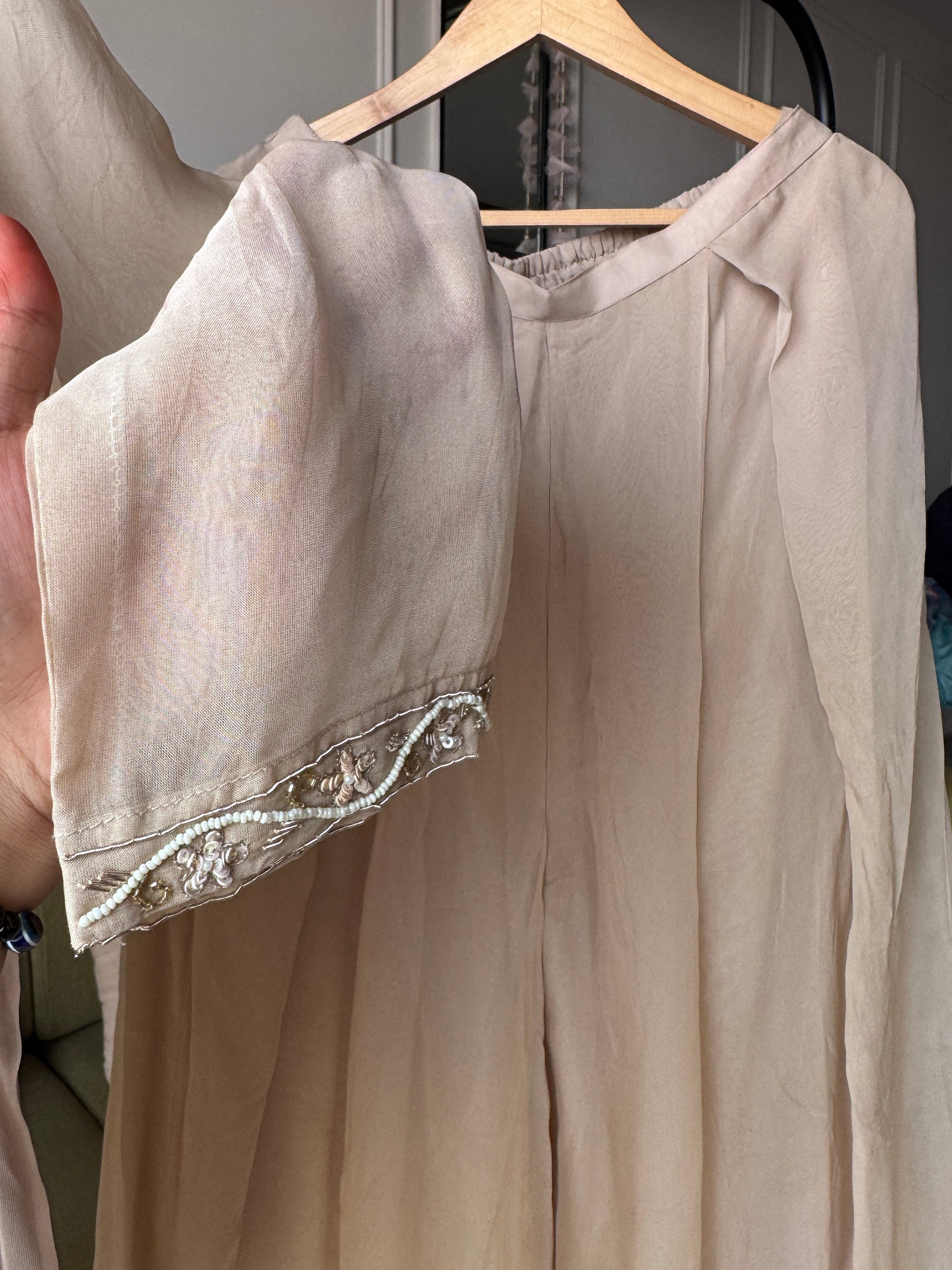 Reshma Handwork Coord Set- Beige (Make to Order)