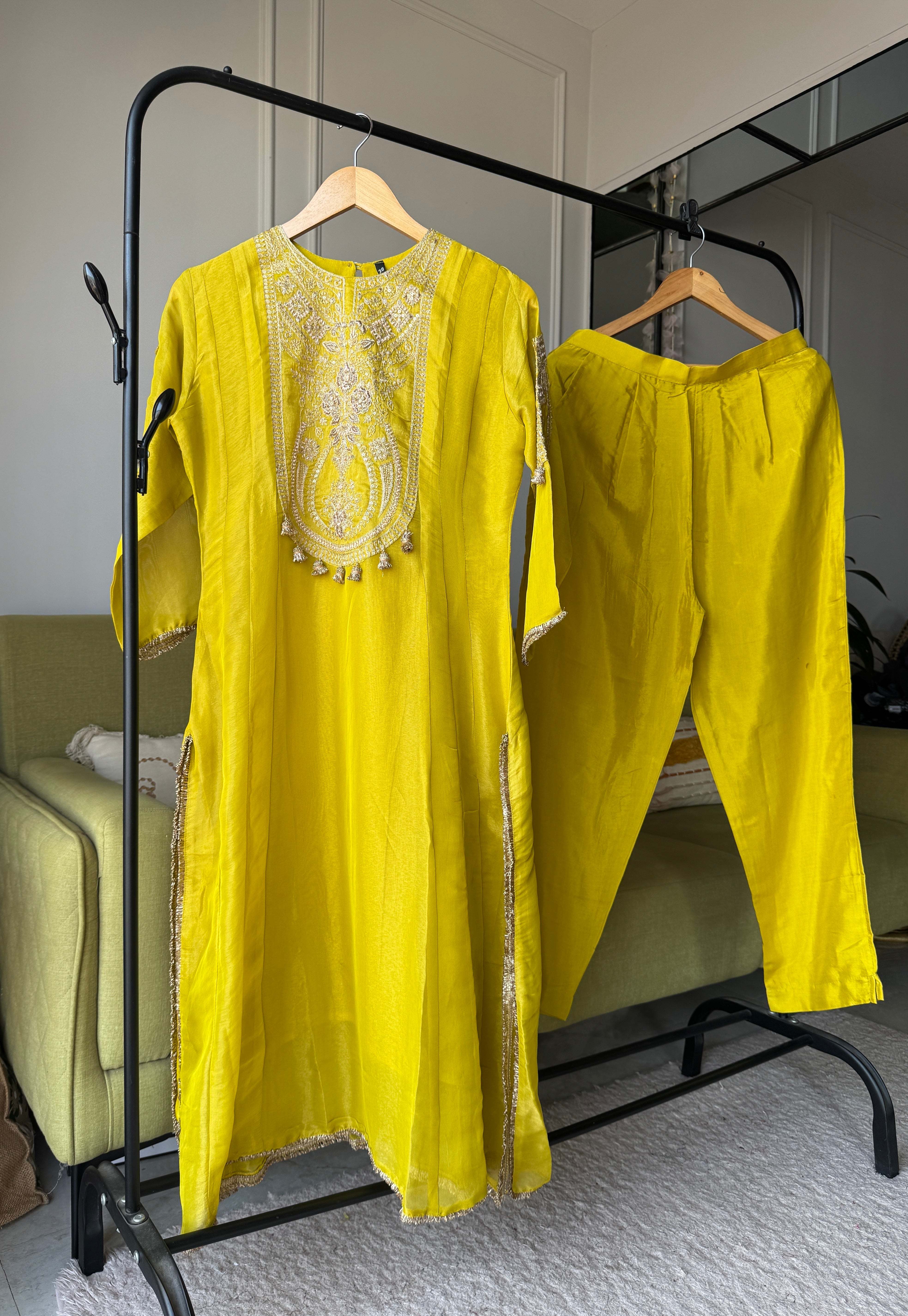 Lisha Tissue Aline Dress- Lemon Yellow