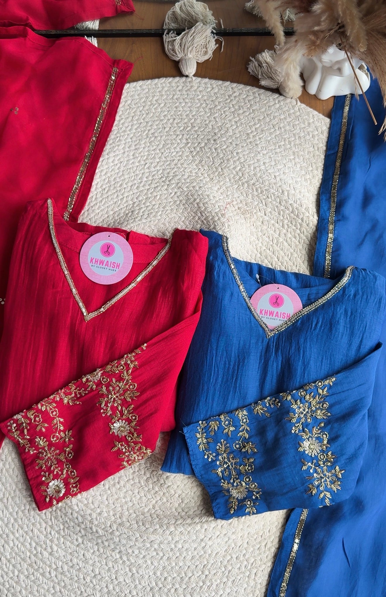 Naina Handwork Mul Chanderi Dress-Blue 💙