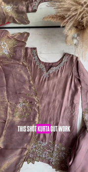 Tanisha Short Kurta Handwork Plazzo - Lavender