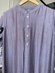 Vaishali Embroided Mul Chanderi Dress- Grey