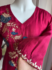 Kanak Multi Colour Handwork Dress- Maroon