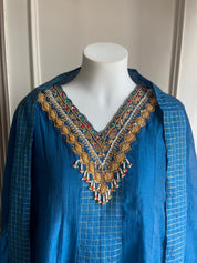 Kashish pure mul Chanderi plazo dress- Royal Blue