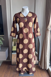 Saloni Polka Dot  Cotton Pocket  Coords- Brown