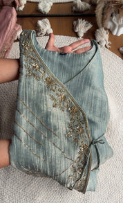 Khushi Handwork Angrakha Dress- Mint Green