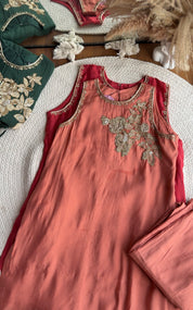 Siona Short Kurta Hand Work Dress With Sleeve Option- Orange