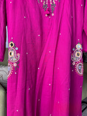 Mannat Pocket Embroided Mul Cotton Dress- Pink