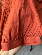 Sarika Cotton Print Dress- Rust