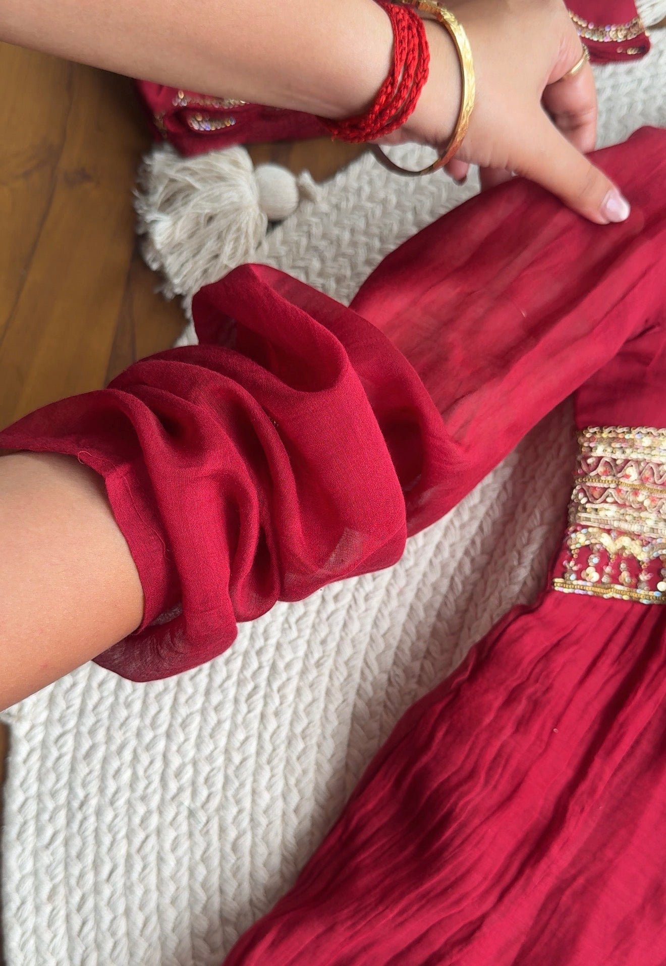 Shashi chunnat sleeve anarkali Dress- Maroon(Preorder 20 days)