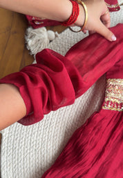 Shashi chunnat sleeve anarkali Dress- Maroon(Preorder 20 days)
