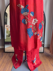 Kanak Multi Colour Handwork Dress- Rust