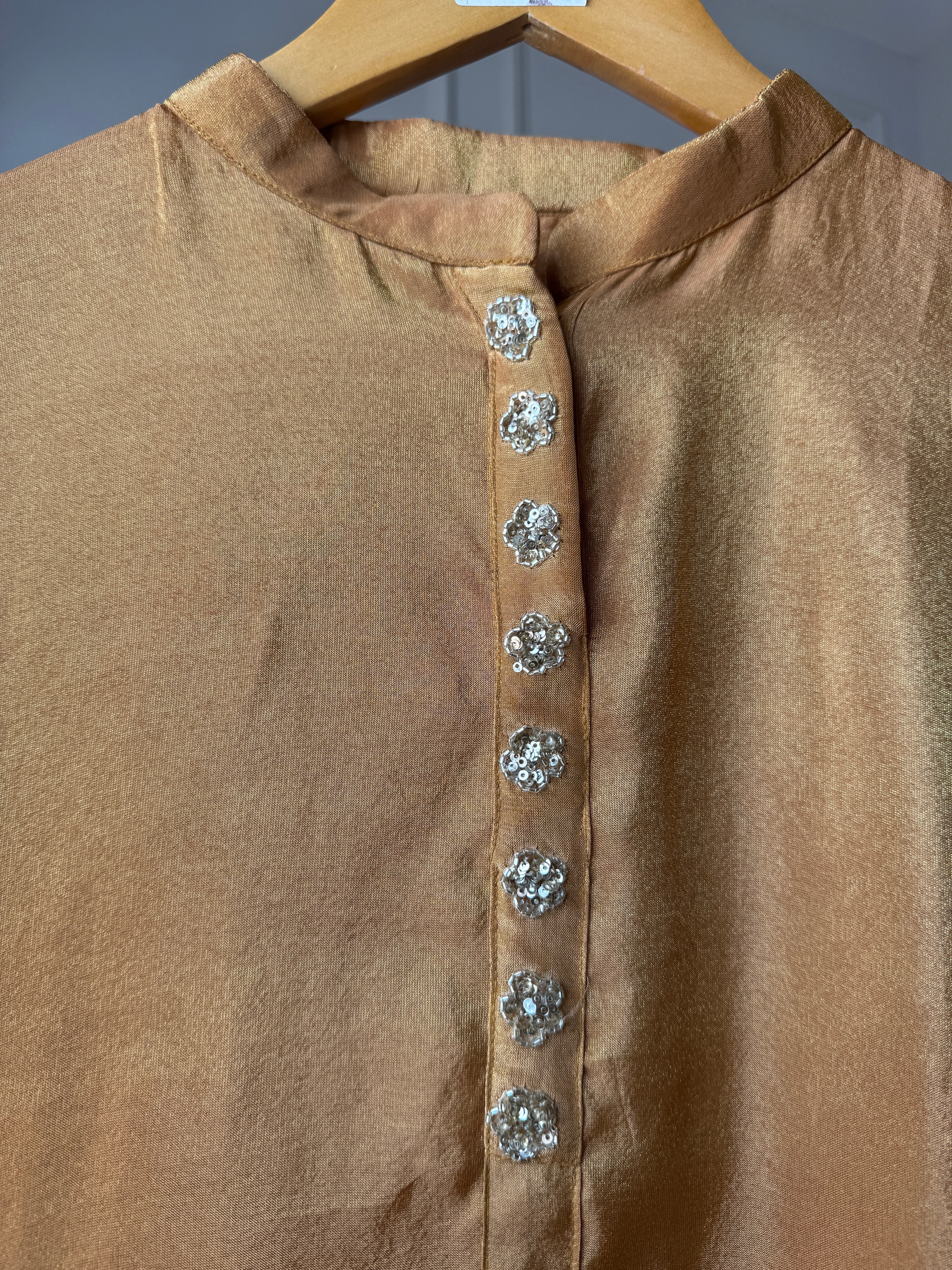 Kalpna Sequin Work Tissue Aline Kurta And Plazzo Set