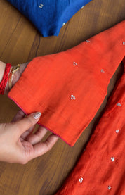 Sejal Handwork Contrast Dupatta Mul Chanderi Dress-Orange