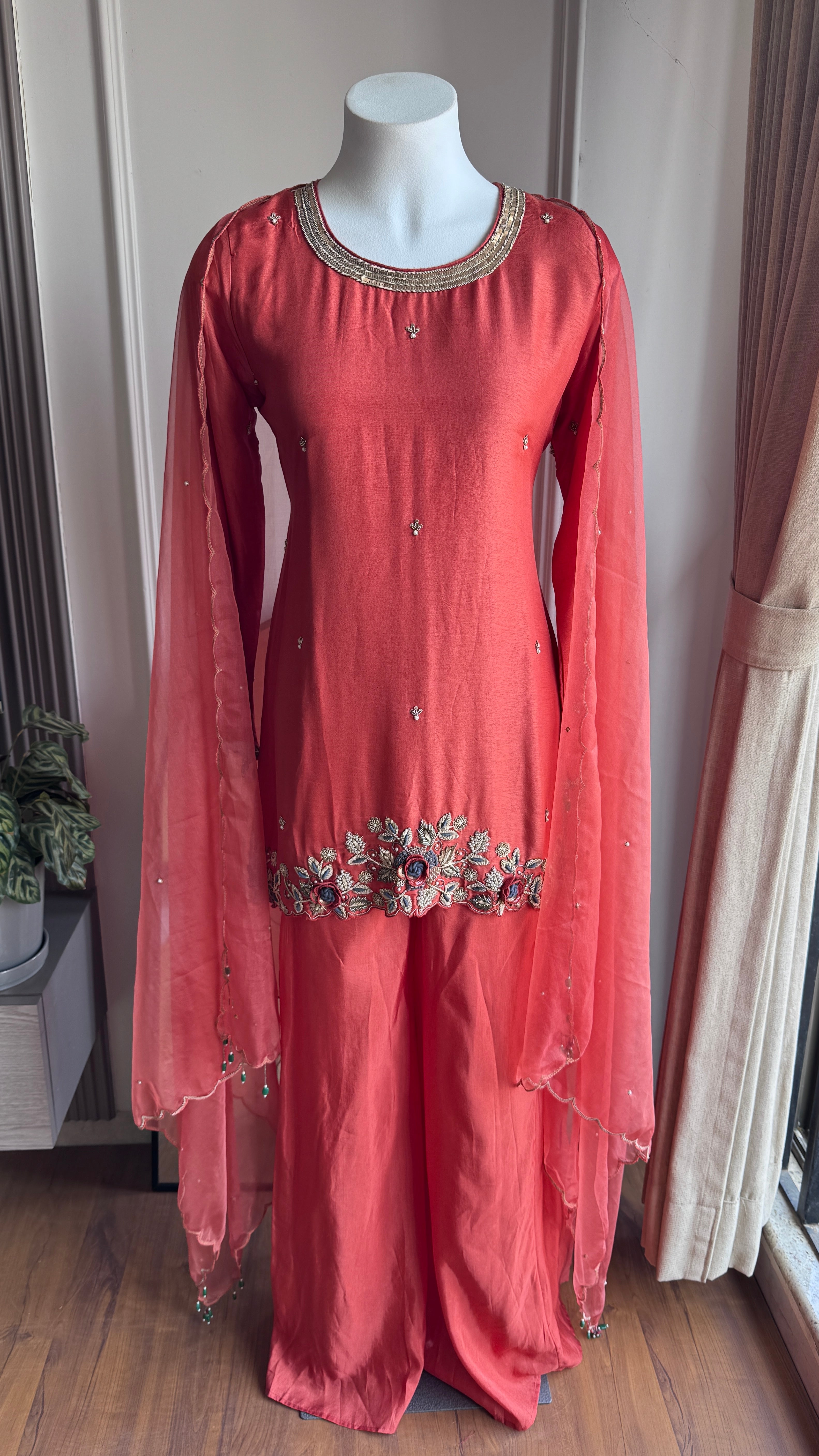 Khyati Handwork Dress- Rust