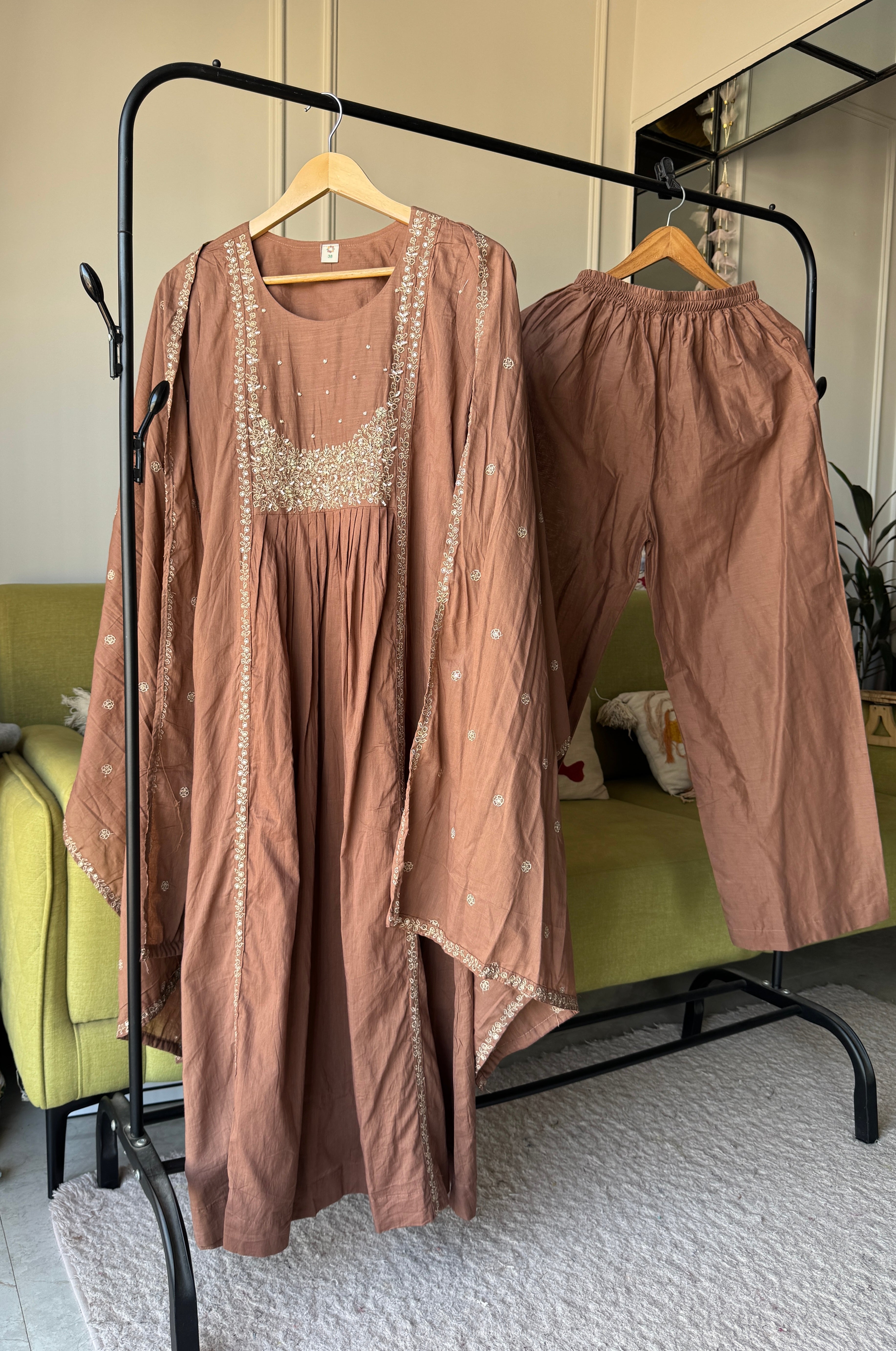 Shubhangi Handwork Dress- Chocolate Brown