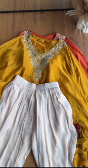 Karishma High Low Top With Padded Blouse And Tulip Pants