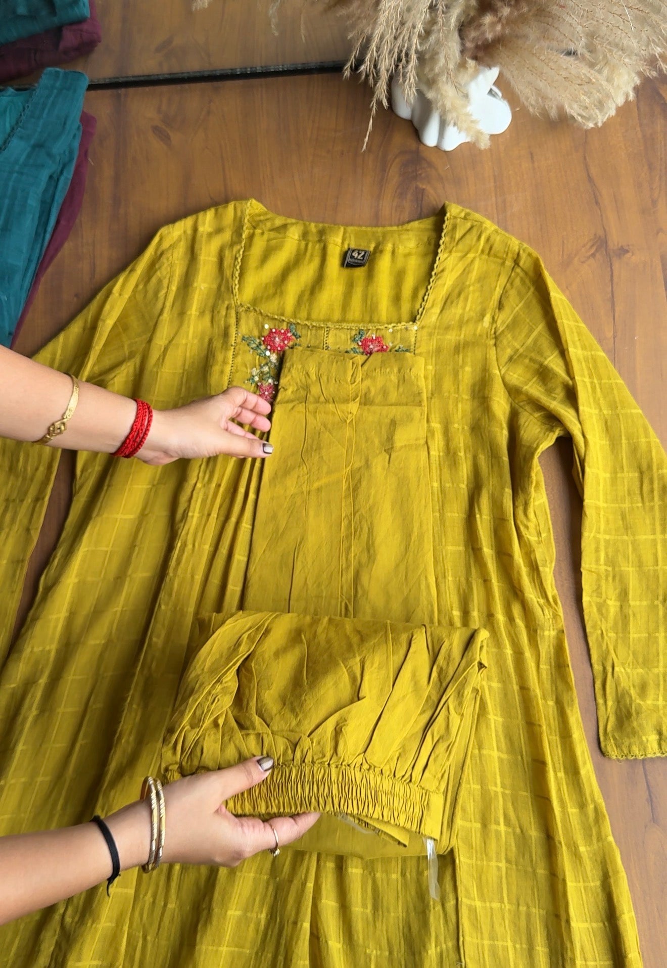 Somya pure mul cotton embroidered dress-Yellow