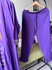 Lina Embroided Aline Dress- Purple