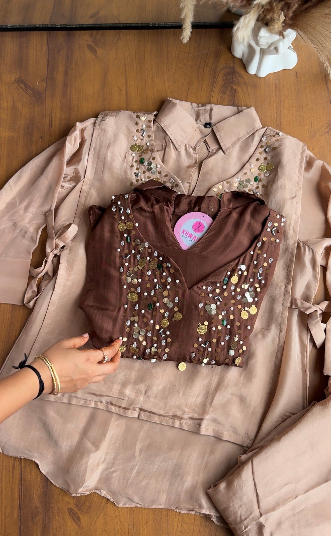 Vani Silk Coord Set- Brown