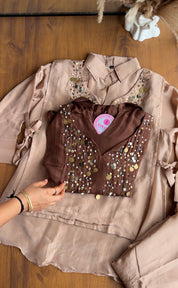 Vani Silk Coord Set- Brown