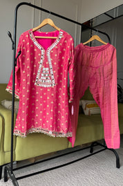 Yashasvi Short Kurta Farshi Salwar Dress- Pink