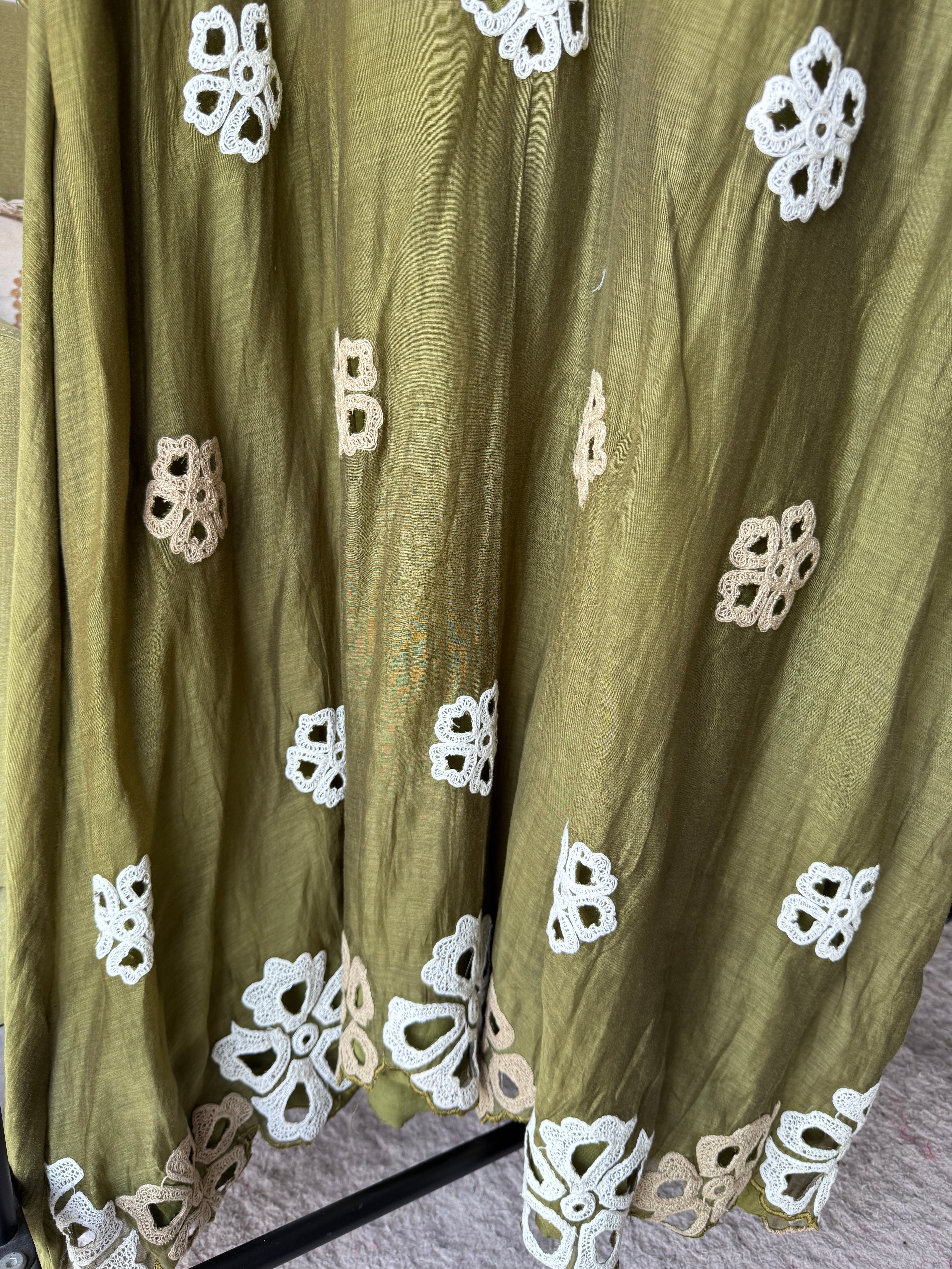 Mehek Aline  Mul Chanderi Dress- Mehndi Green