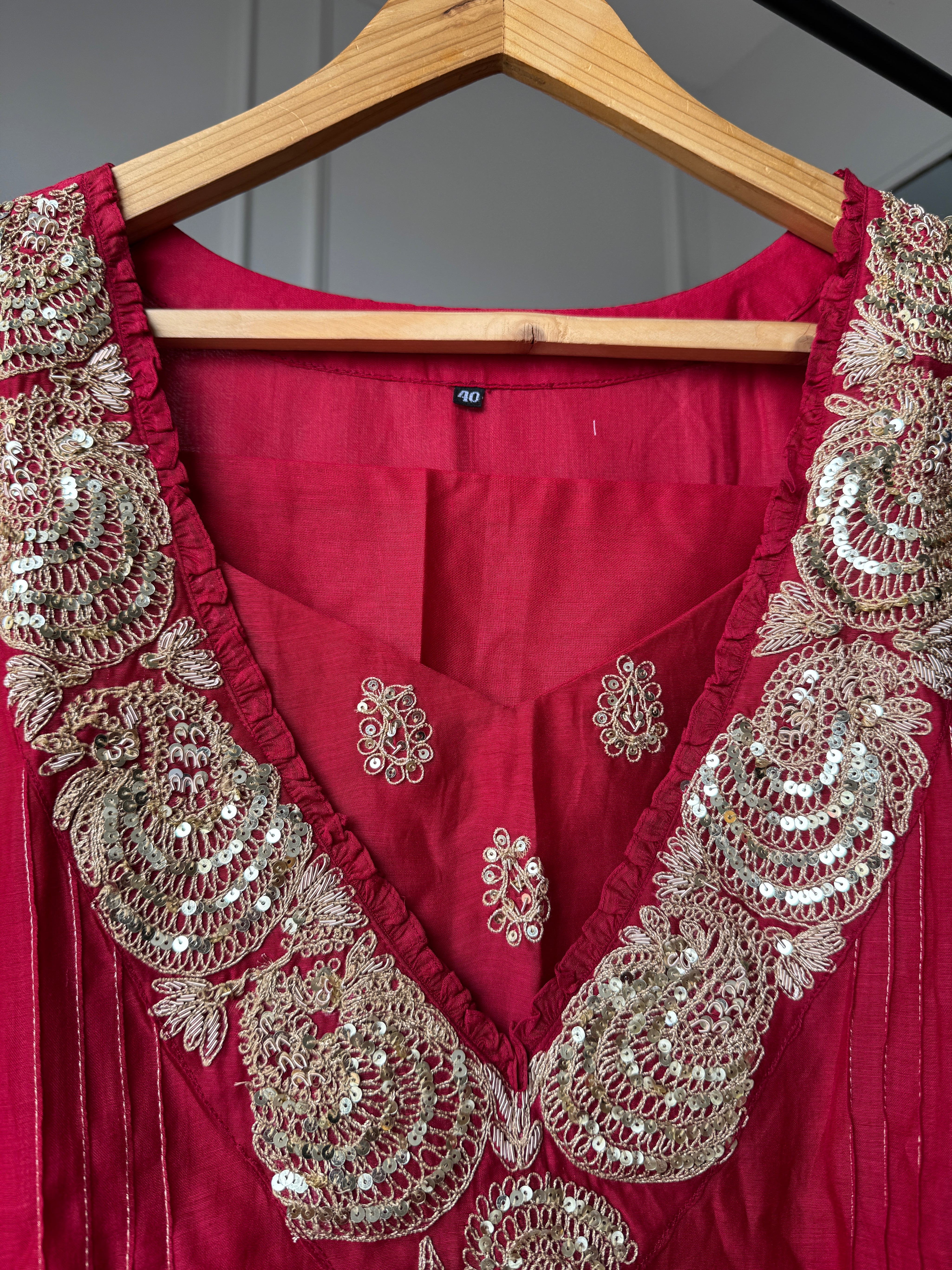 Jasmine Bustier Plus Kurti And Pants Set(Make to Order 10 days)