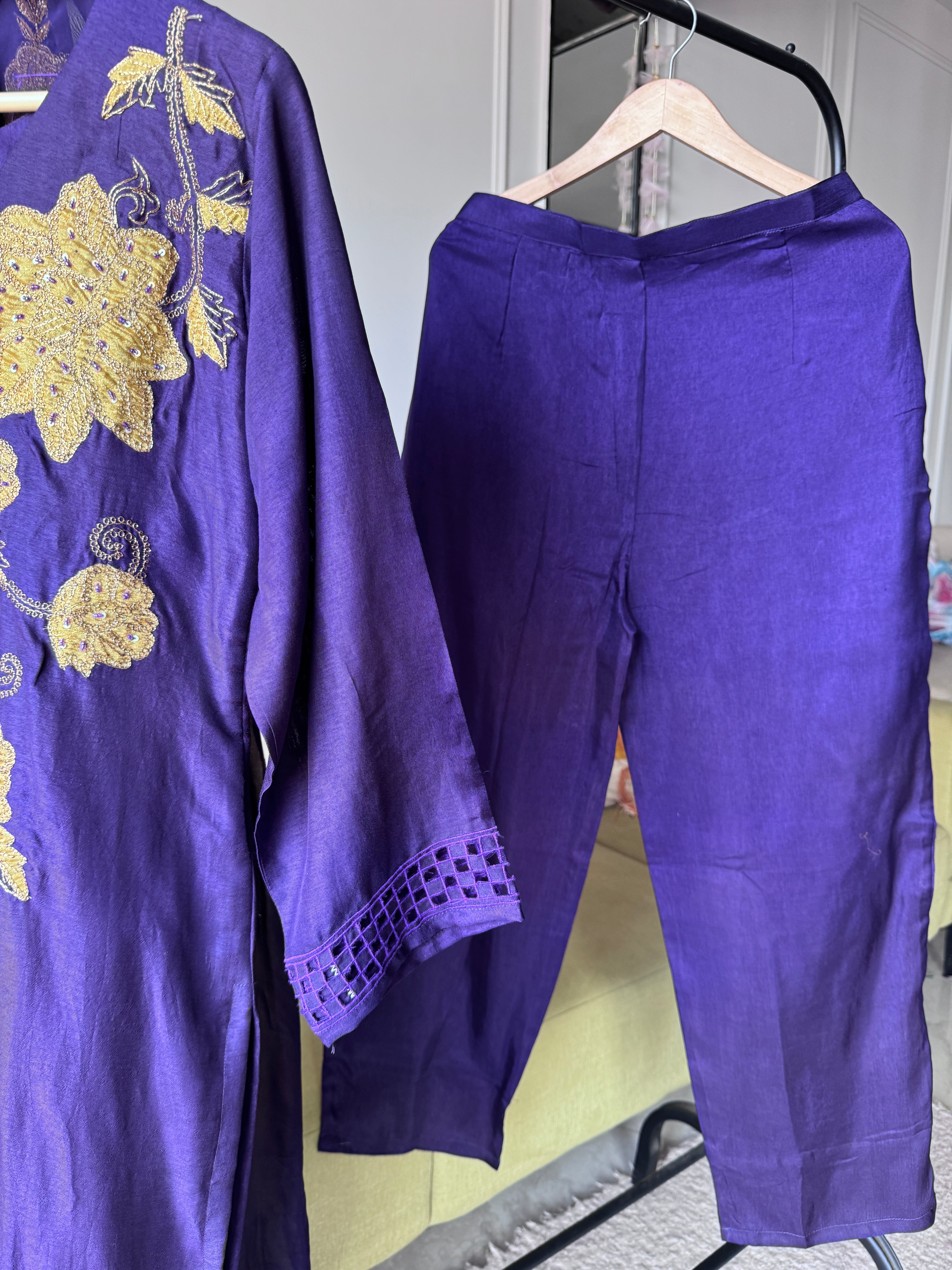 Hetal Handwork Dress-Purple